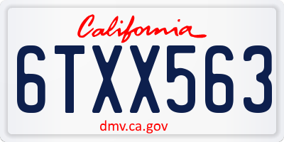 CA license plate 6TXX563