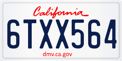 CA license plate 6TXX564
