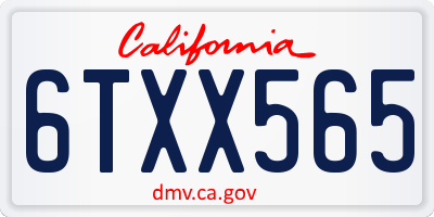 CA license plate 6TXX565