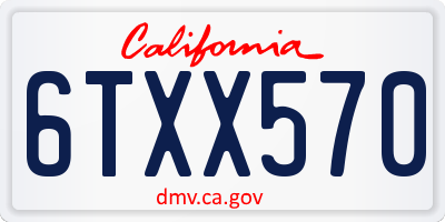 CA license plate 6TXX570