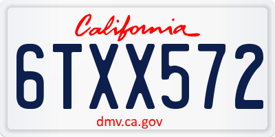 CA license plate 6TXX572