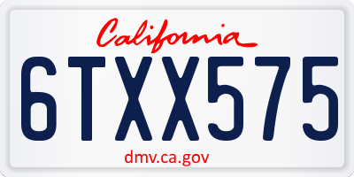 CA license plate 6TXX575