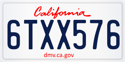 CA license plate 6TXX576