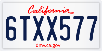 CA license plate 6TXX577