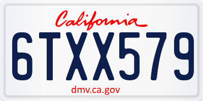 CA license plate 6TXX579