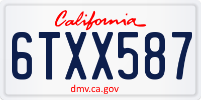 CA license plate 6TXX587