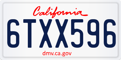 CA license plate 6TXX596