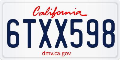 CA license plate 6TXX598