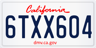 CA license plate 6TXX604