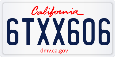 CA license plate 6TXX606