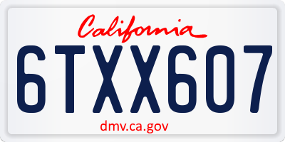 CA license plate 6TXX607