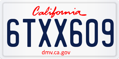 CA license plate 6TXX609