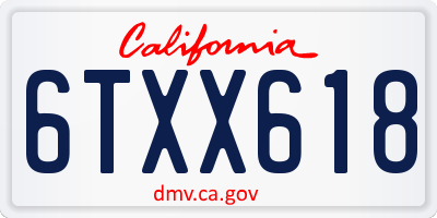 CA license plate 6TXX618