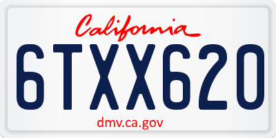 CA license plate 6TXX620