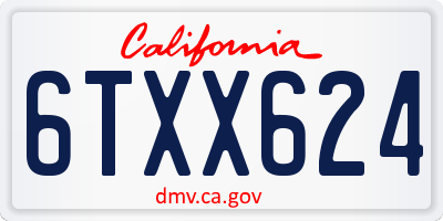 CA license plate 6TXX624