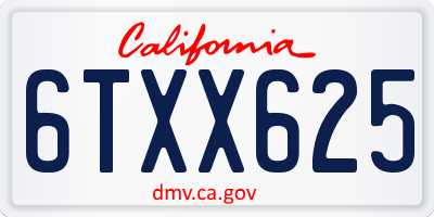 CA license plate 6TXX625