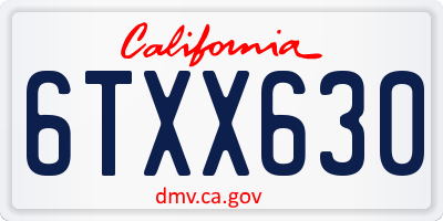 CA license plate 6TXX630