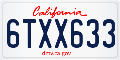 CA license plate 6TXX633