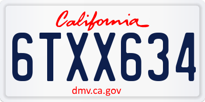 CA license plate 6TXX634