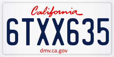 CA license plate 6TXX635
