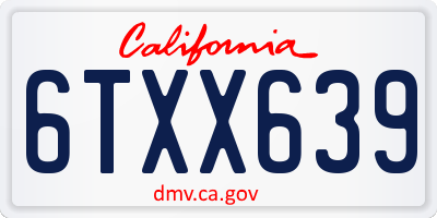 CA license plate 6TXX639