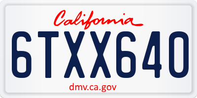 CA license plate 6TXX640