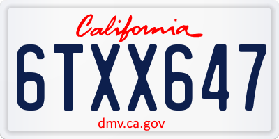 CA license plate 6TXX647