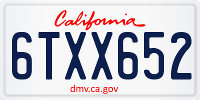 CA license plate 6TXX652