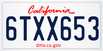 CA license plate 6TXX653