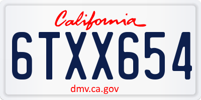 CA license plate 6TXX654