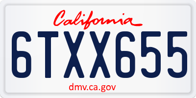 CA license plate 6TXX655