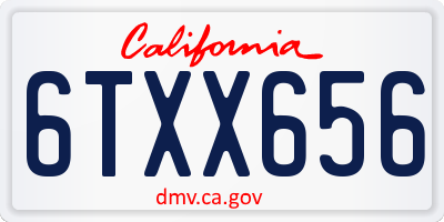 CA license plate 6TXX656