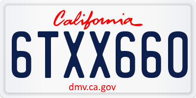 CA license plate 6TXX660