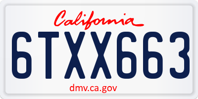 CA license plate 6TXX663