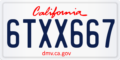 CA license plate 6TXX667