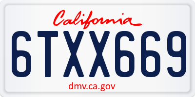 CA license plate 6TXX669