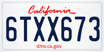 CA license plate 6TXX673