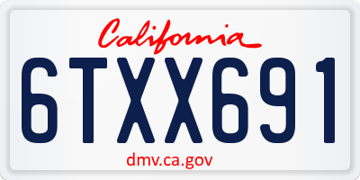 CA license plate 6TXX691