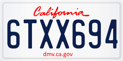 CA license plate 6TXX694