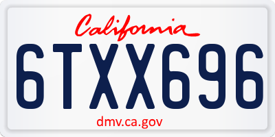 CA license plate 6TXX696