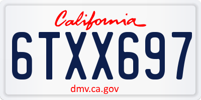 CA license plate 6TXX697