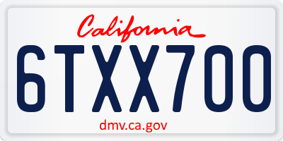 CA license plate 6TXX700