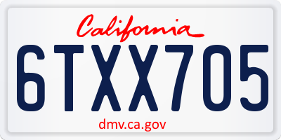CA license plate 6TXX705