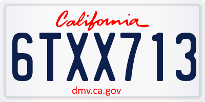 CA license plate 6TXX713