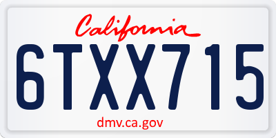 CA license plate 6TXX715