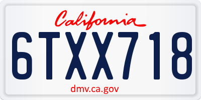 CA license plate 6TXX718