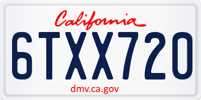 CA license plate 6TXX720
