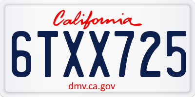 CA license plate 6TXX725