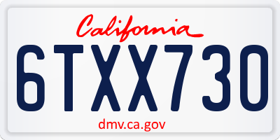 CA license plate 6TXX730