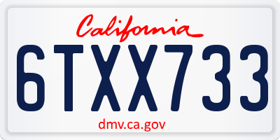 CA license plate 6TXX733